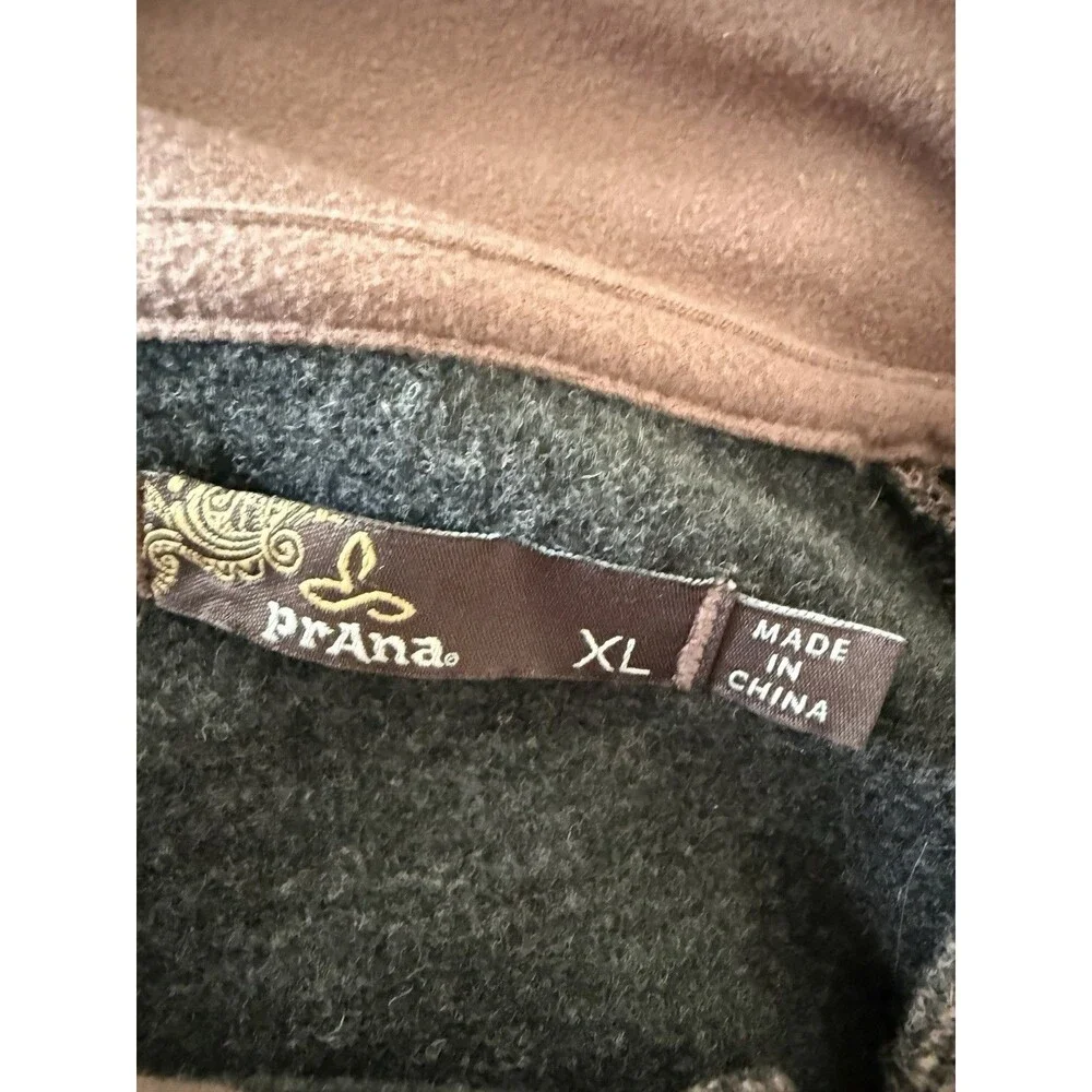 PrAna Brandie Sweater Womens Brown  Gray Wool Blend Pullover Snap High Neck XL
